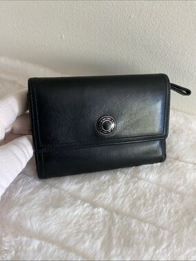 Coach Black Leather Trifold Wallet